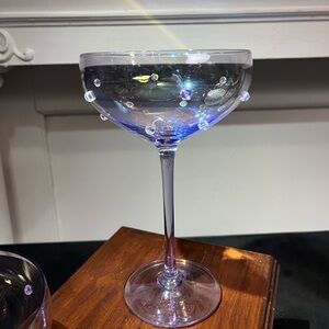 Vintage iridescent purple hobnail coupe champagne glasses, 2 count